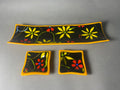 Pumpkin Orange Floral Channel Plate with 2 Side Dishes