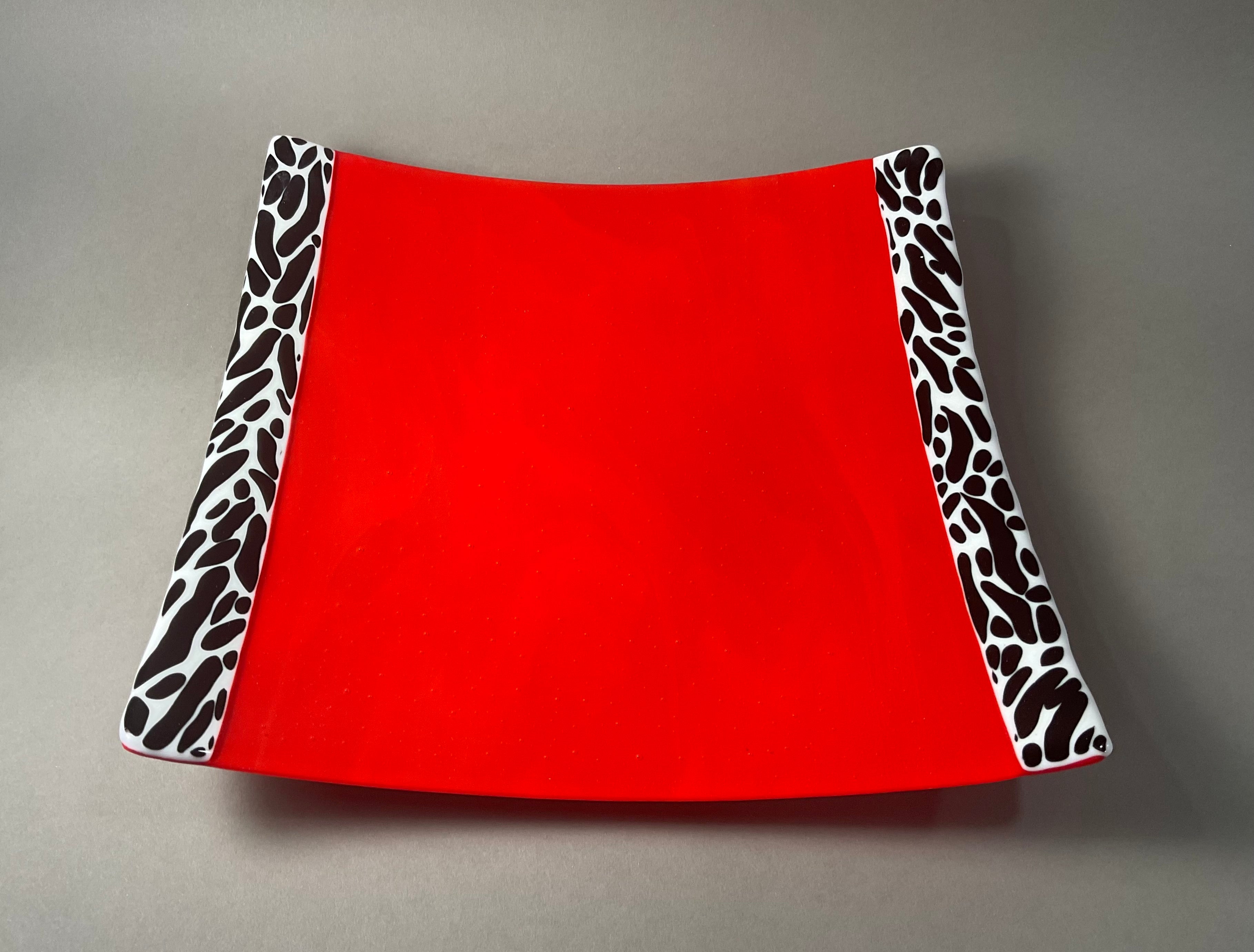 Zebra and Red 12-Inch Square Platter