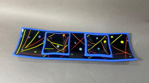 Blue Confetti Fused Glass Channel Plate and Side Dishes (Copy)