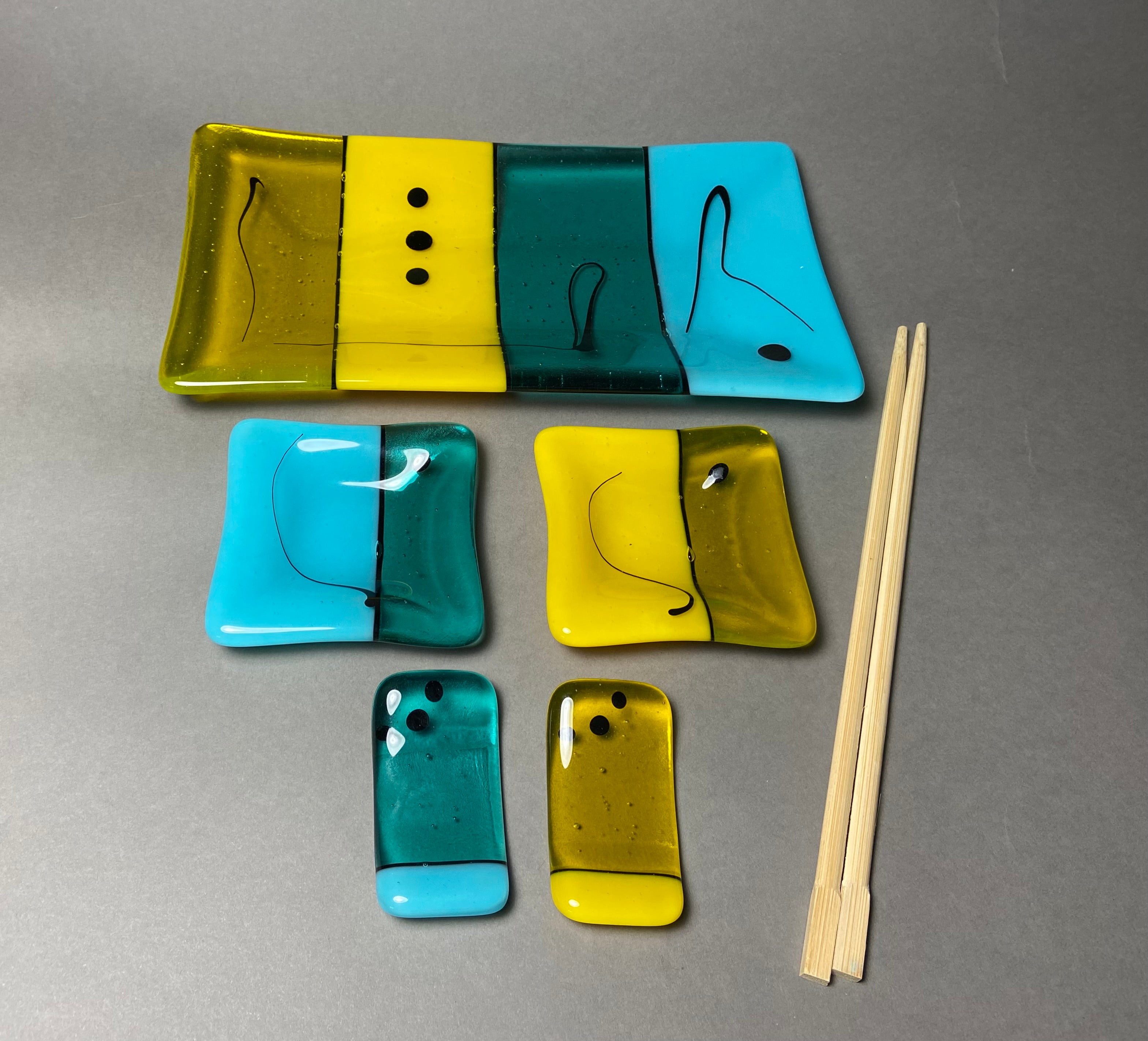 Sushi Set, Blues and Yellows