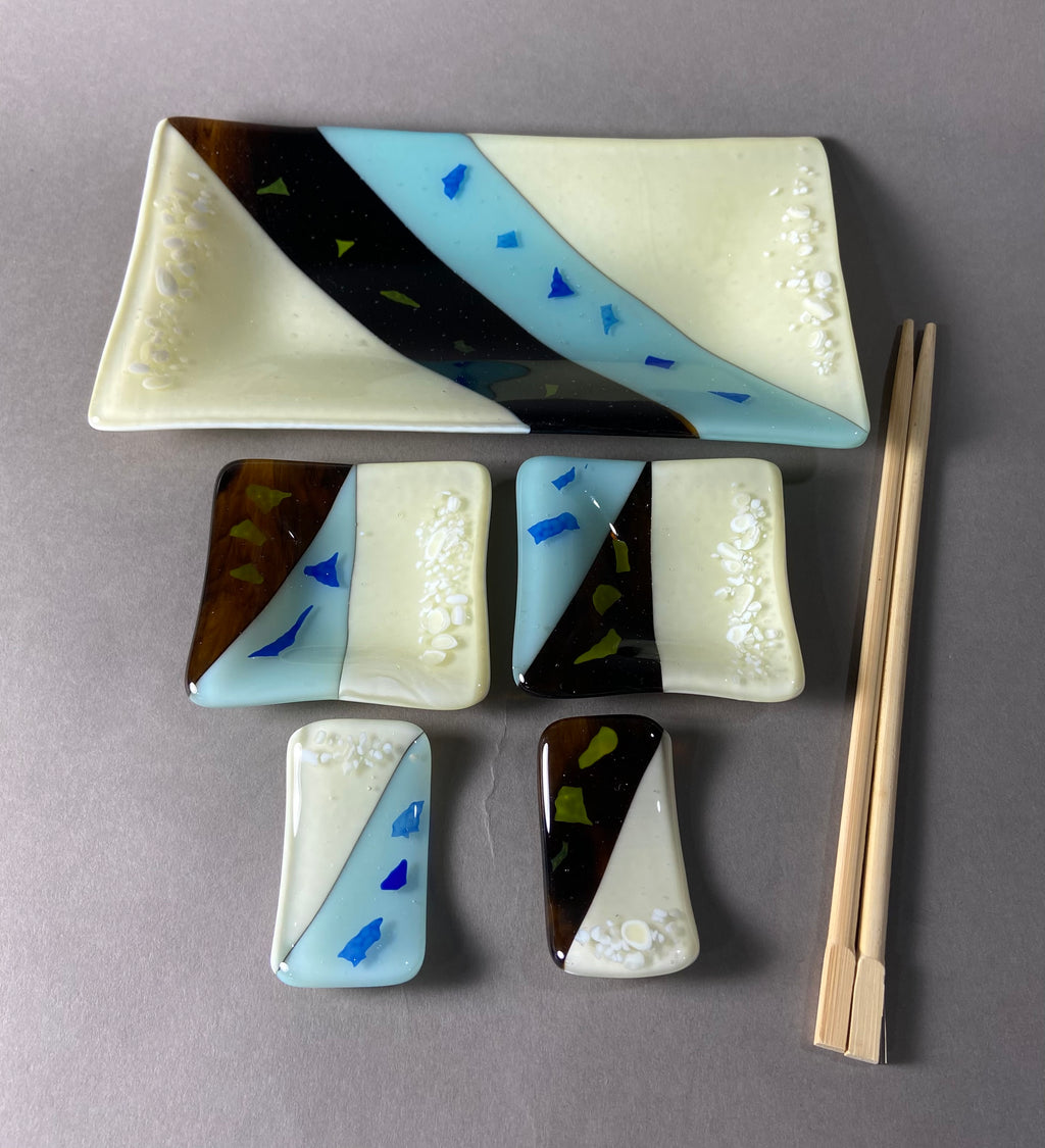 Sushi Set, Amber, Blue and Cream