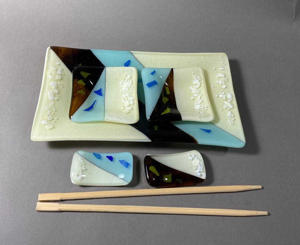 Sushi Set, Amber, Blue and Cream