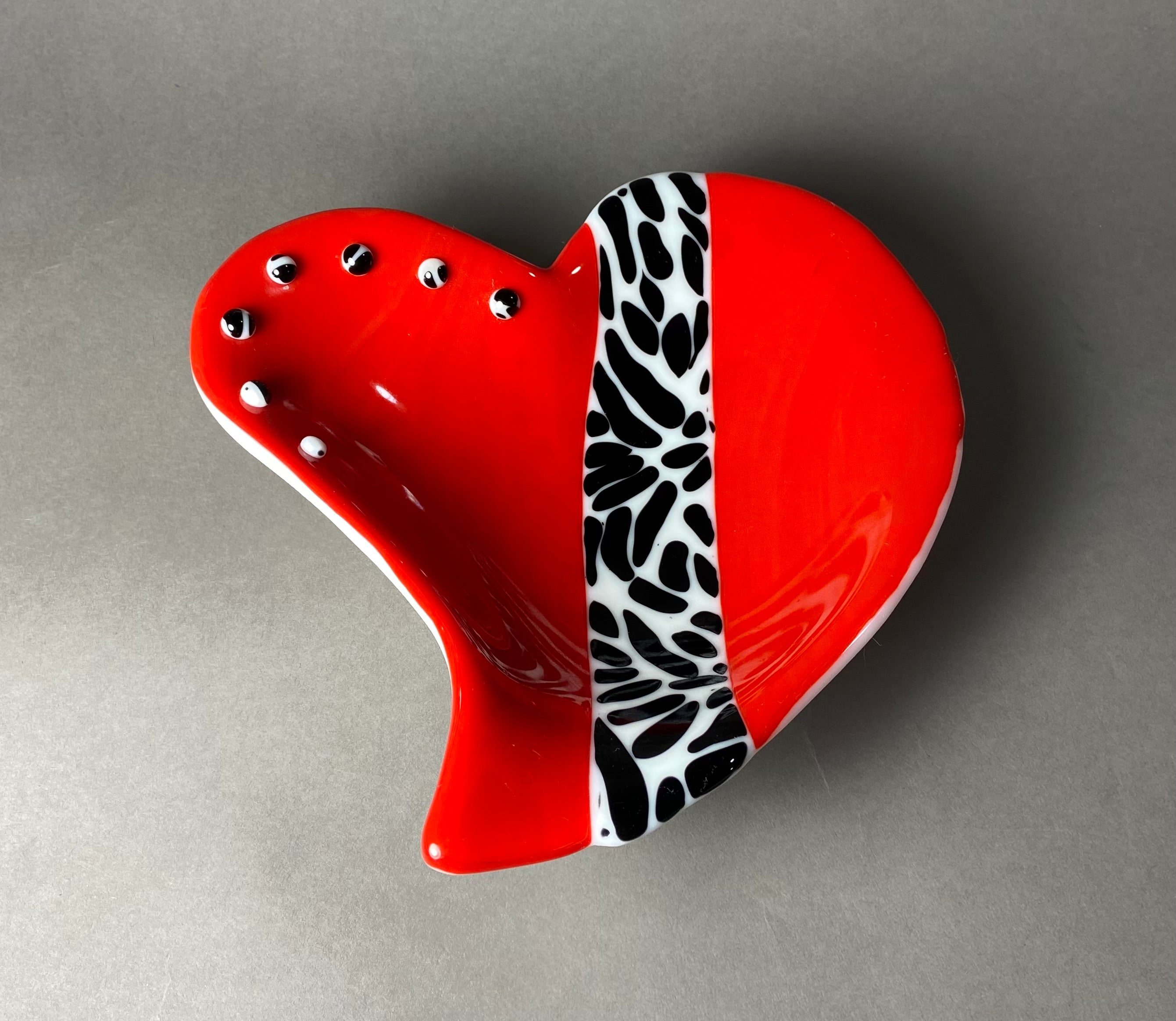 Red and Black Zebra Heart Bowl