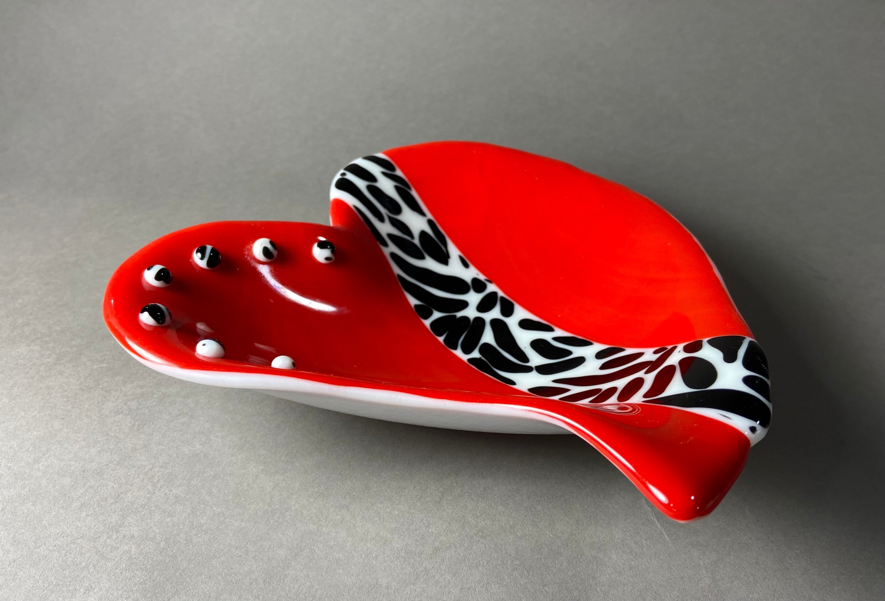 Red and Black Zebra Heart Bowl