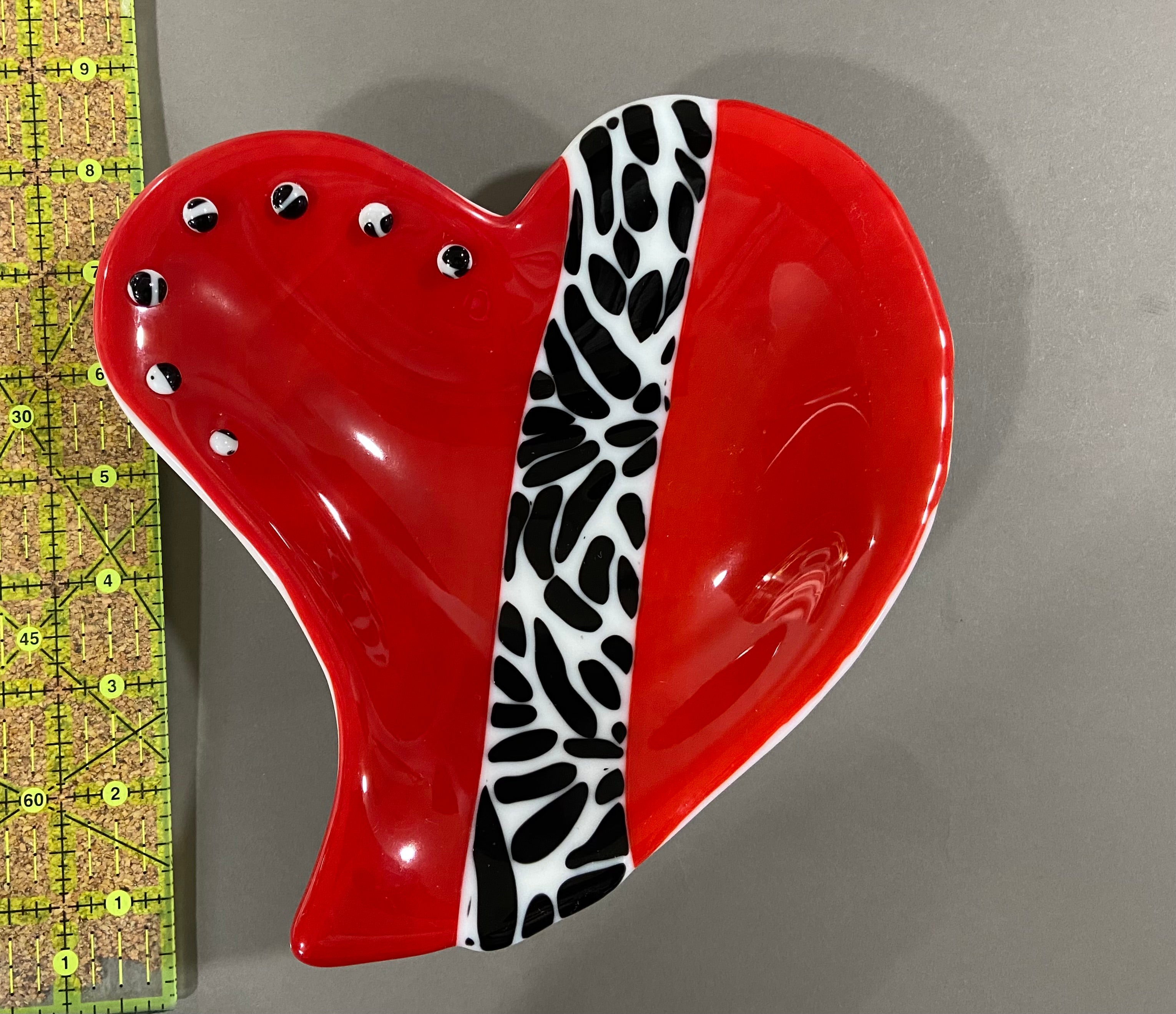 Red and Black Zebra Heart Bowl