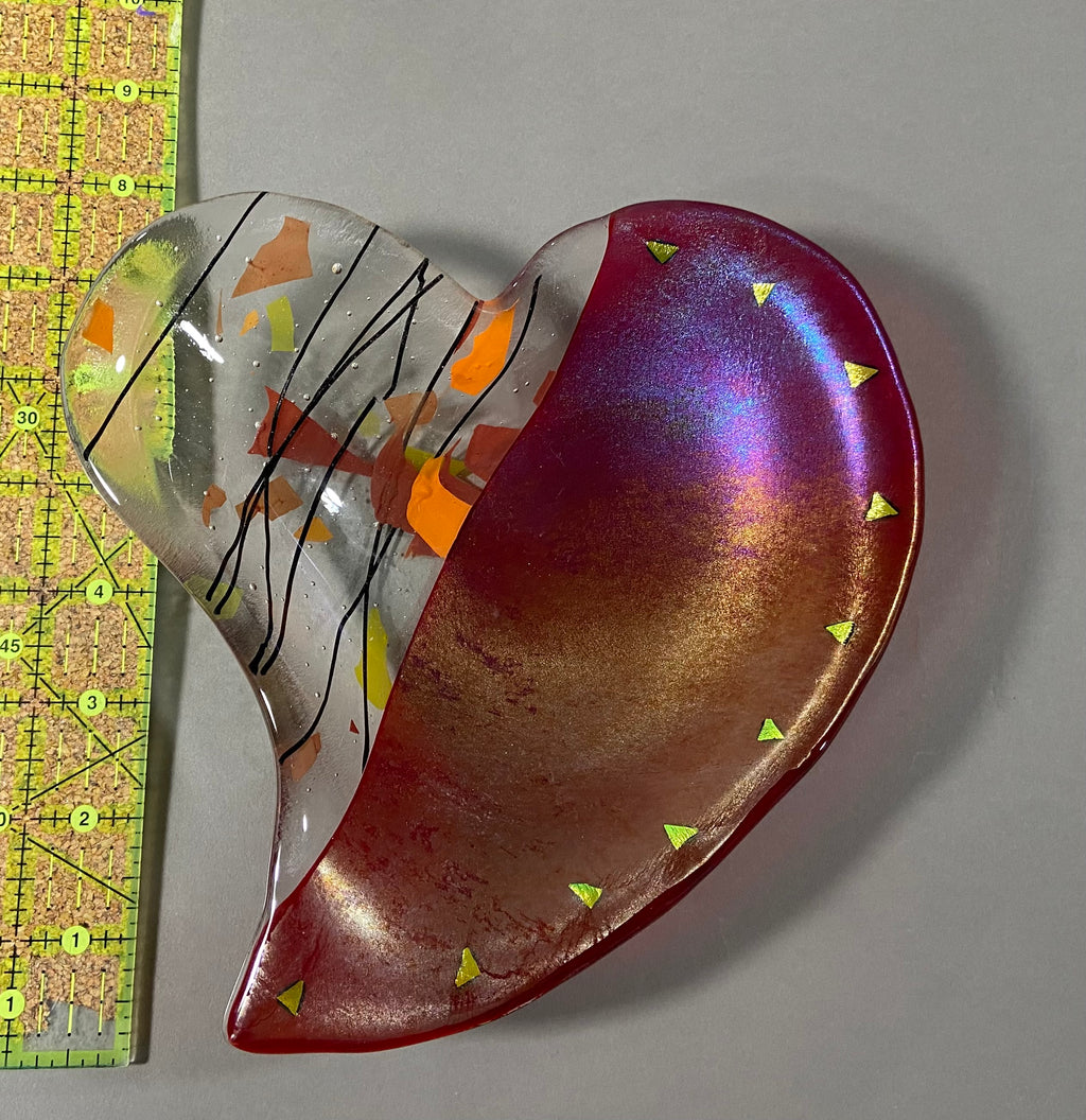 Heart Bowl, Confetti and Iridescent Red