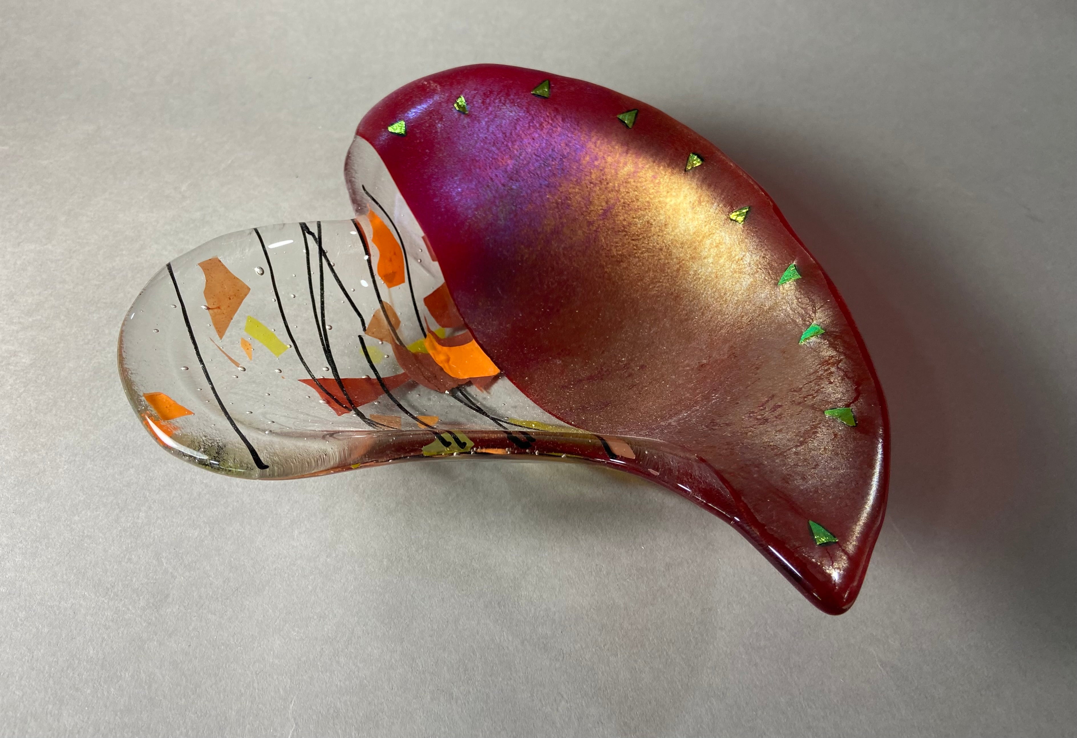 Heart Bowl, Confetti and Iridescent Red