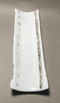 Fused Glass Channel Plate, White with River Rock Design, 4 x 12.5 Inches