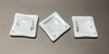 Fused Glass 3 x 3 Inch Dishes, White with River Rock Design, Set of 3