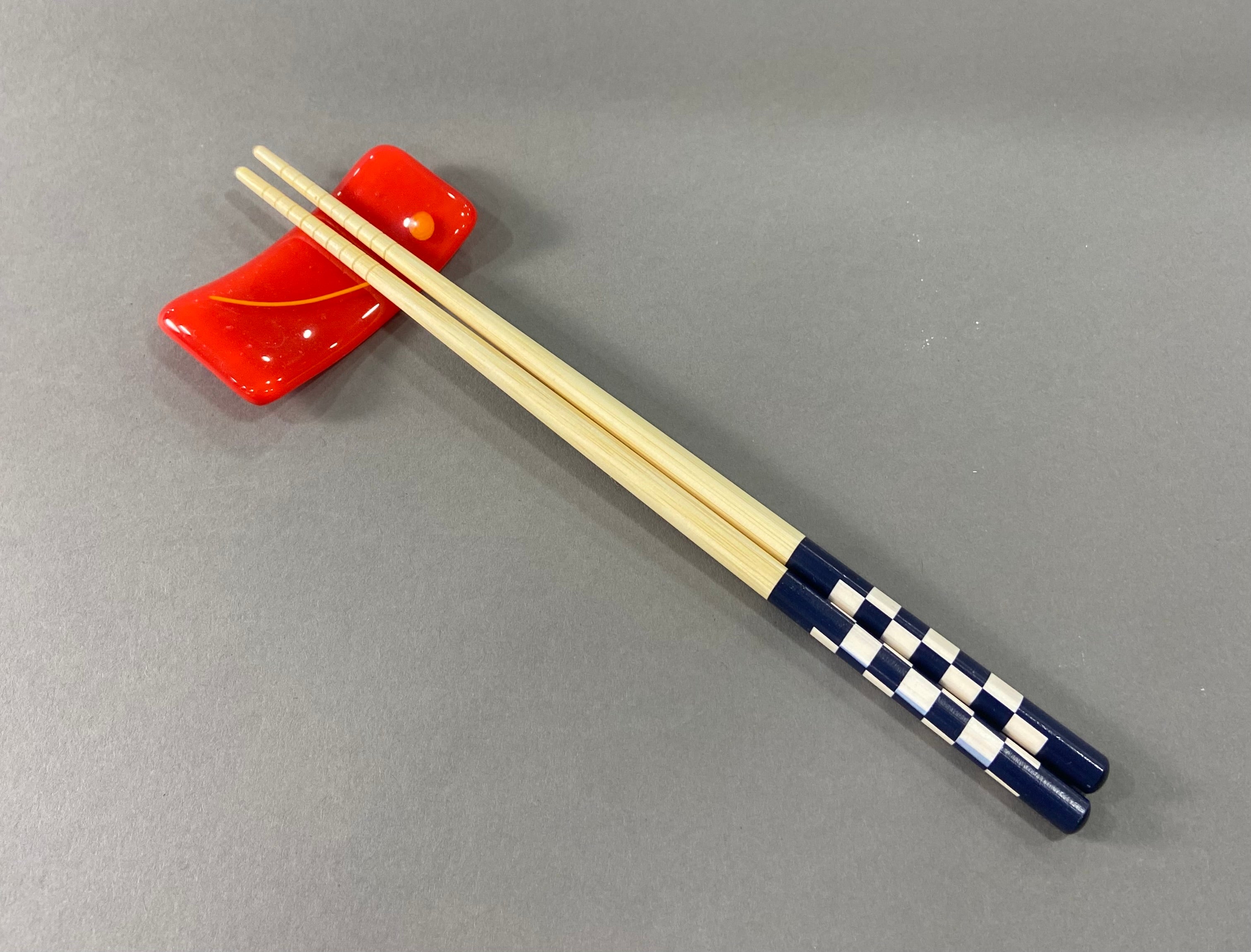 Set of 4 Fused Glass Chopstick Holders in Tomato Red