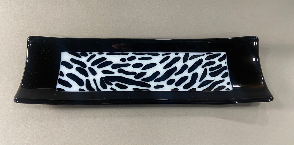 Black and White Zebra Pattern Fused Glass Channel Plate