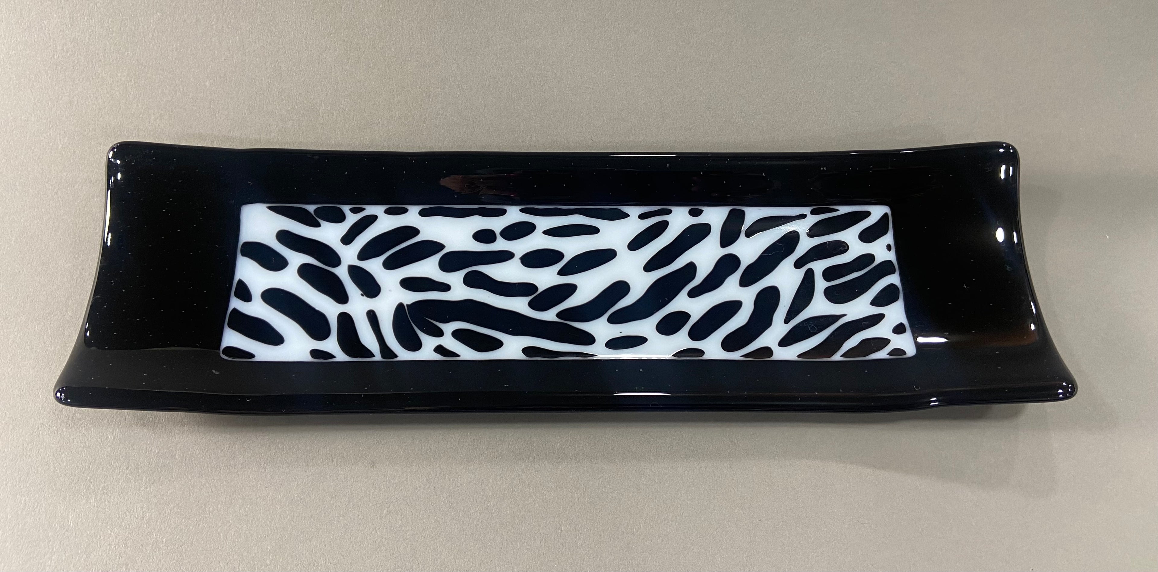 Black and White Zebra Pattern Fused Glass Channel Plate