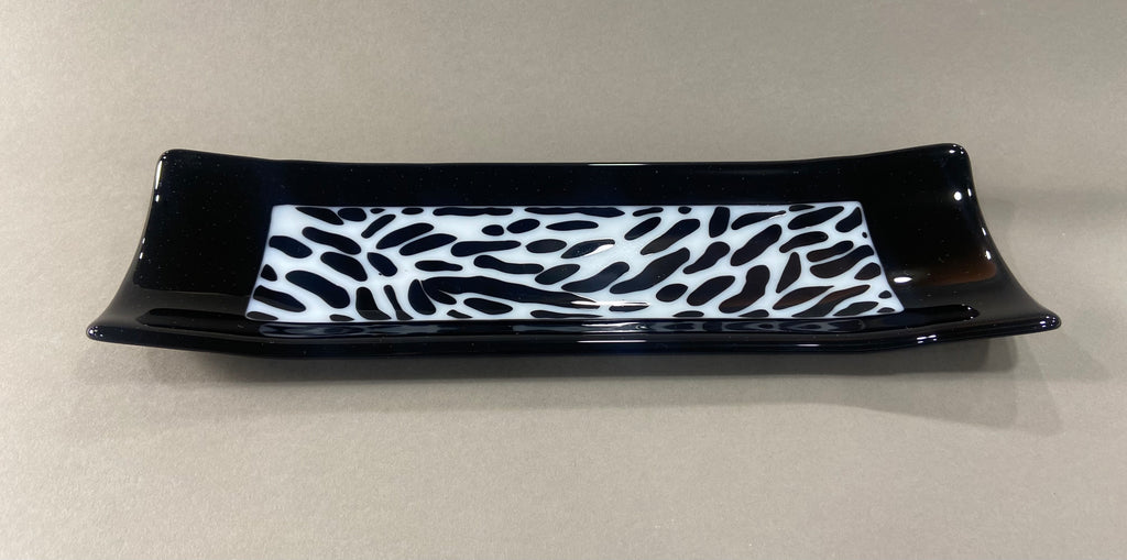 Black and White Zebra Pattern Fused Glass Channel Plate