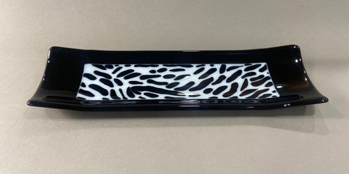 Black and White Zebra Pattern Fused Glass Channel Plate