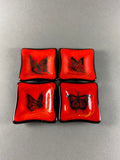 Red and Black Butterfly Dishes, 3 x 3 Inches